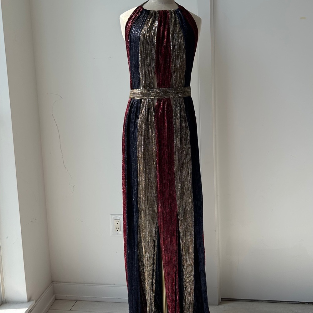 2015 Bec + Bridge Metallic Halter Maxi Dress - Small